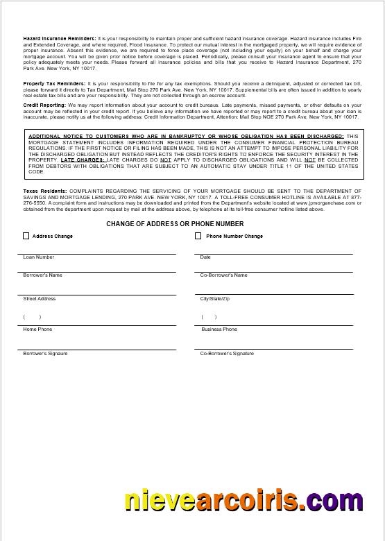 USA JP Morgan Chase bank mortgage statement 3